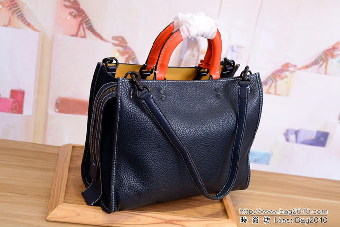 COACH蔻馳 20315ROGUE1941系列 唐嫣同款 自然粒面皮革 小熊徽章拼圖 手提包  Chz1534